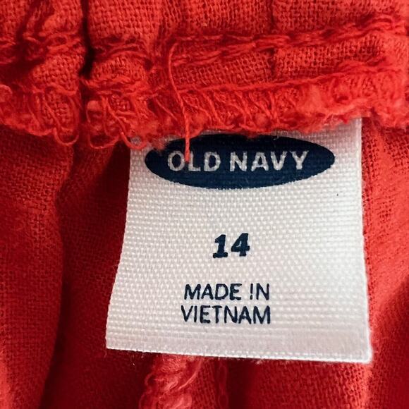Old Navy Womens Cropped Wide Leg Pull On Pants Size 14 Dark Orange Linen Blend - Picture 5 of 6